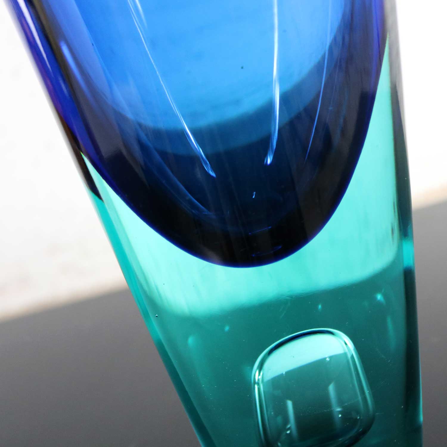 Large Murano Blue Turquoise Sommerso Bubble Vase Style Antonio da Ros for Cenedese