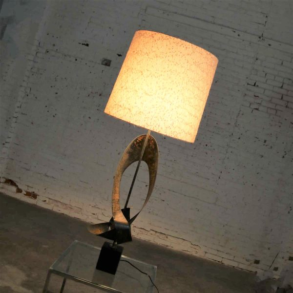 Monumental Metal Brutalist Table Lamp Attributed to Harry Balmer for Laurel Lamp Co.