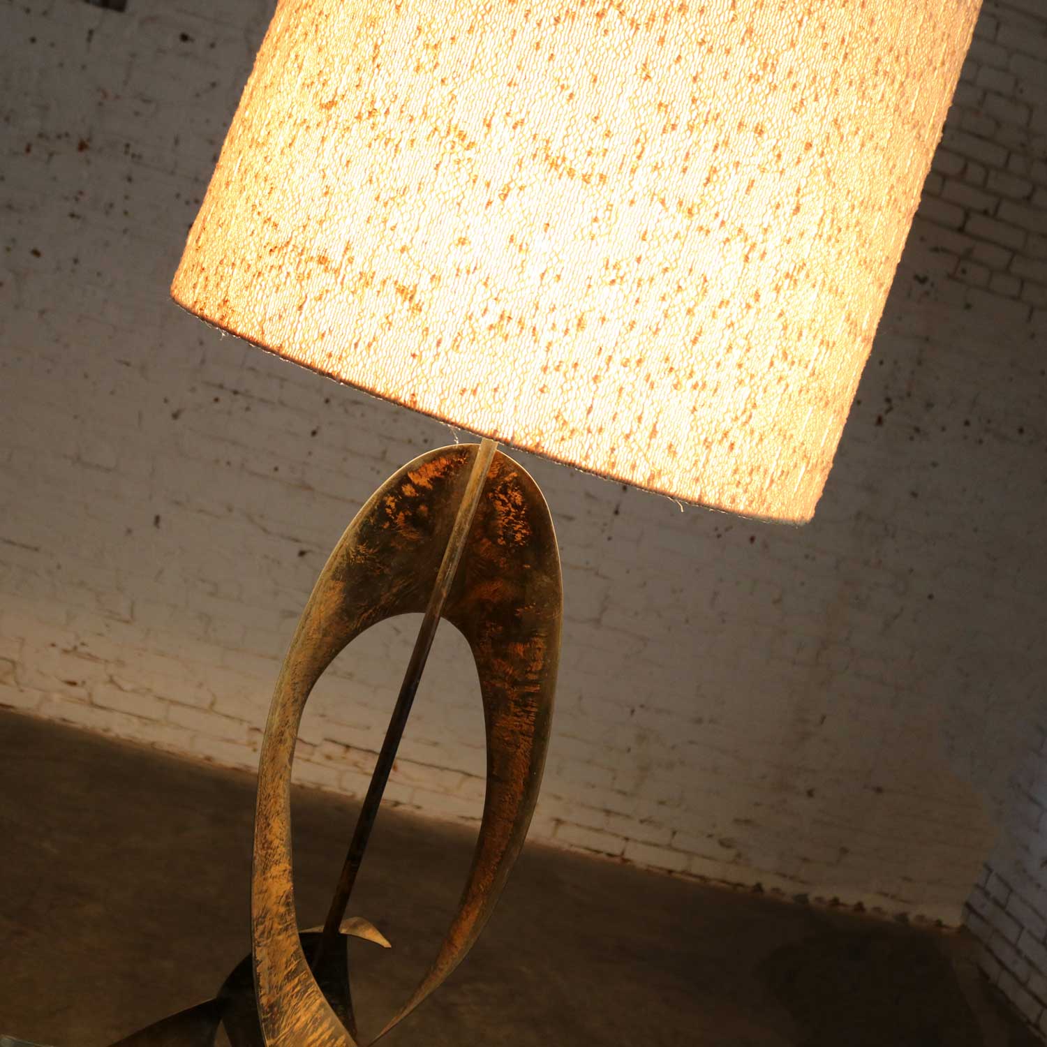 Monumental Metal Brutalist Table Lamp Attributed to Harry Balmer for Laurel Lamp Co.
