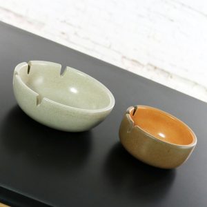 Vintage Mid Century Modern Pair Heath Ceramics Ashtrays by Edith Heath