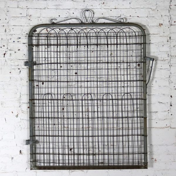 Vintage Woven Wire Cottage Style Garden Gate Patinated Galvanized Metal