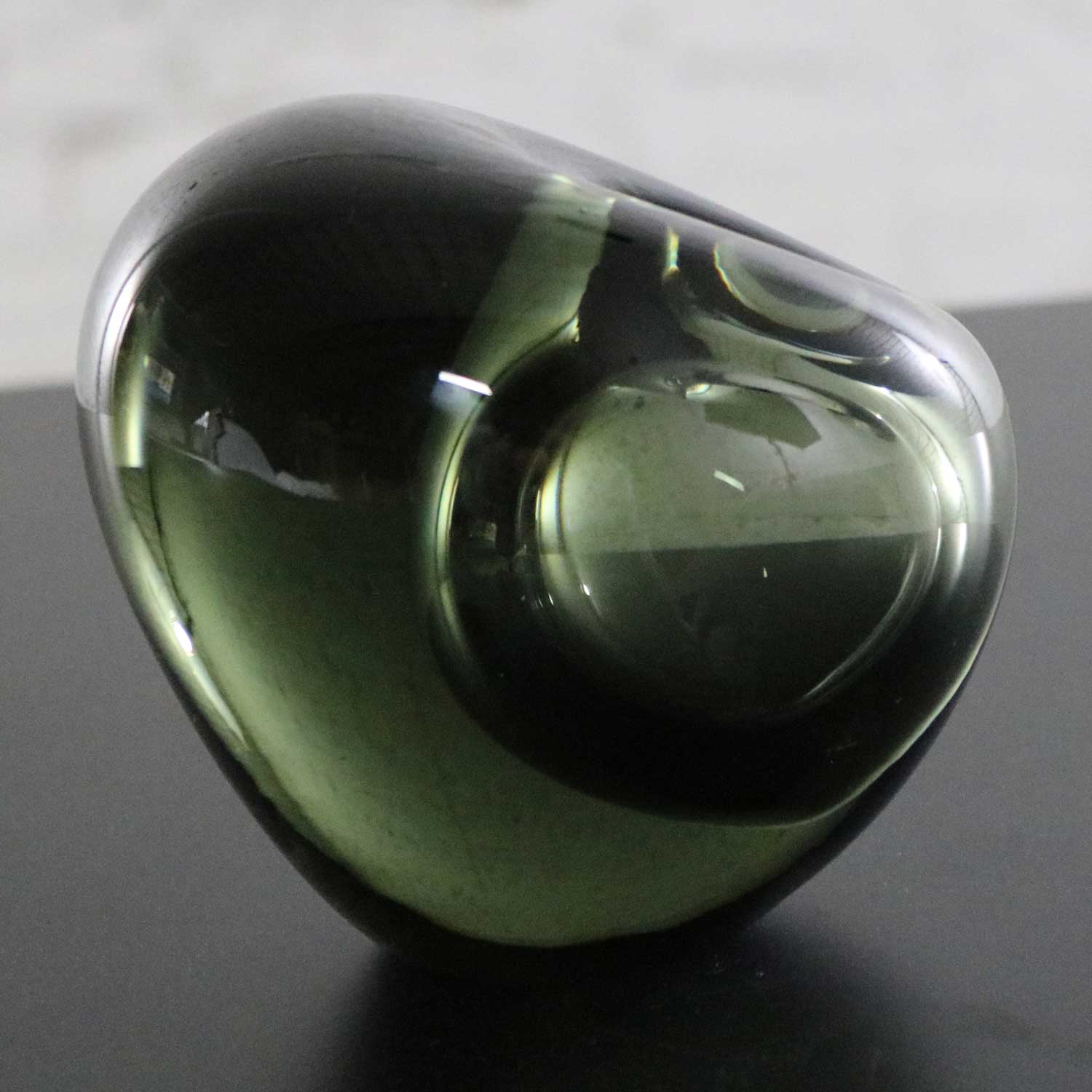 Holmegaard Glass Smoke Gray Off-Set Hulsten Krukkesten Vase by Per Lutken