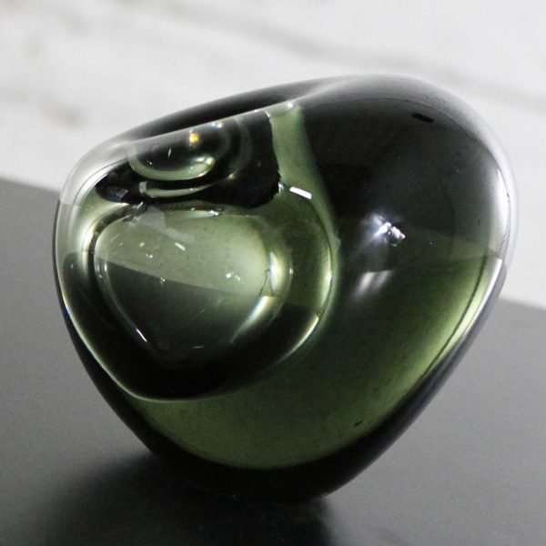 Holmegaard Glass Smoke Gray Off-Set Hulsten Krukkesten Vase by Per Lutken