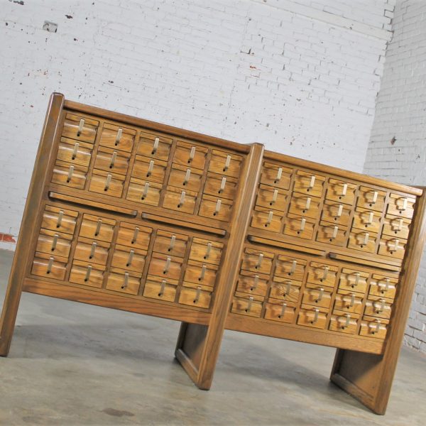 Vintage Oak 60 Drawer Library Card Catalog Cabinet