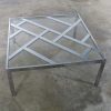 Hollywood Regency Chrome Square Glass Top Coffee Table After Milo Baughman