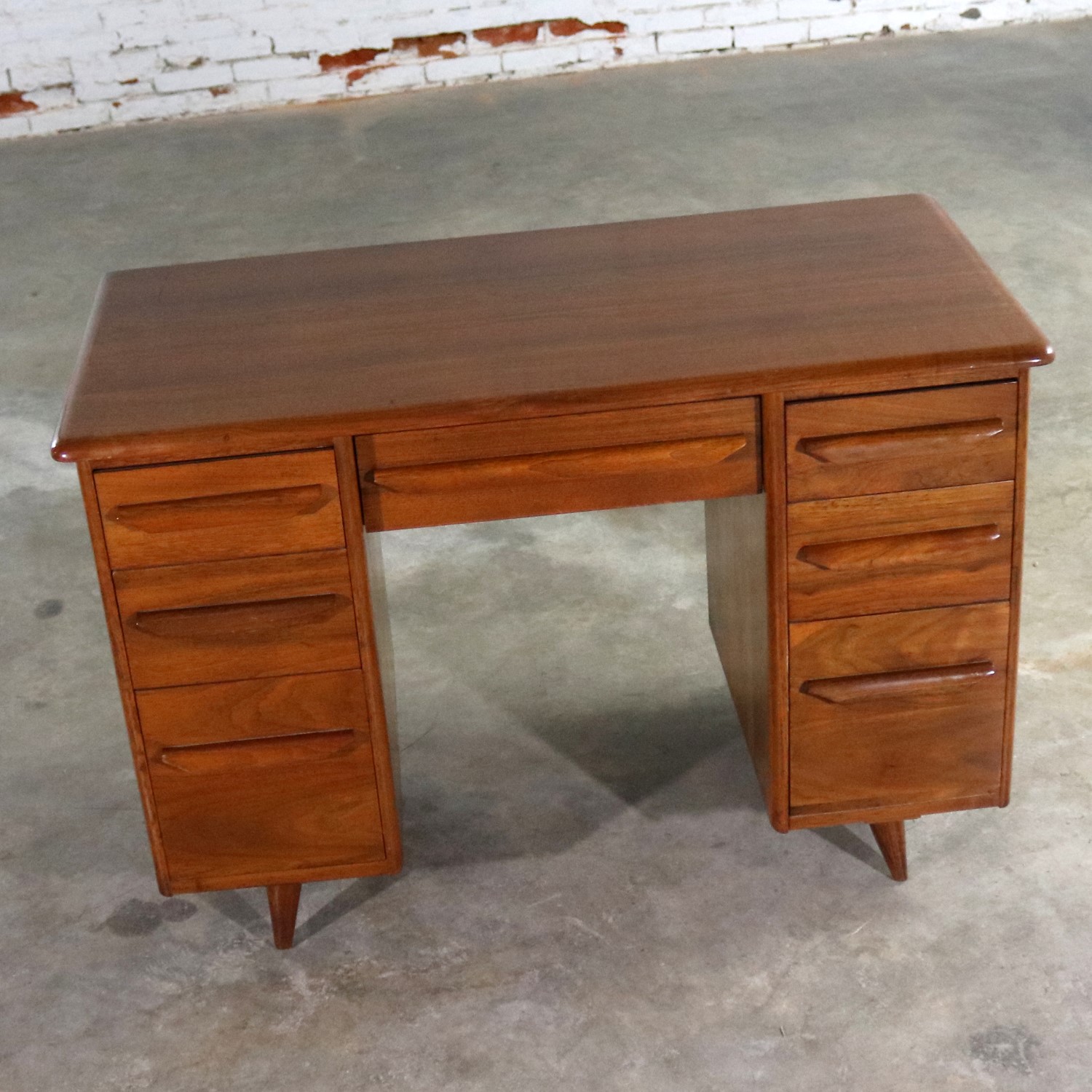Small Walnut Writing Desk in the Manner of Carl Bissman