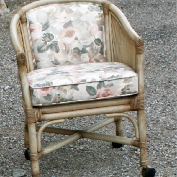 Vintage McGuire Rattan Rolling Game Chairs-Set of Four