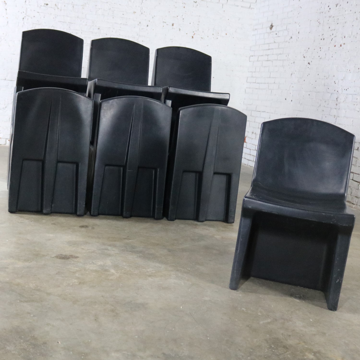 Black Molded Plastic Side or Slipper Chairs by Norix Set of Ten