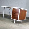 Mid Century Modern Desk by Robert John Co. Walnut White Steel Frame & Laminate Top