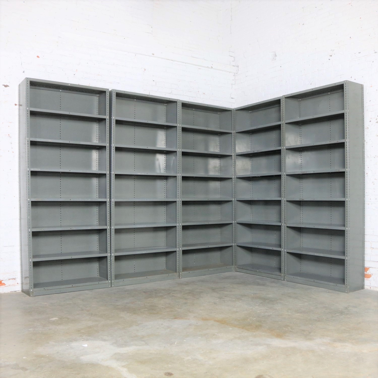 Industrial Steel Bookcase Shelving Painted Great Patina Vintage