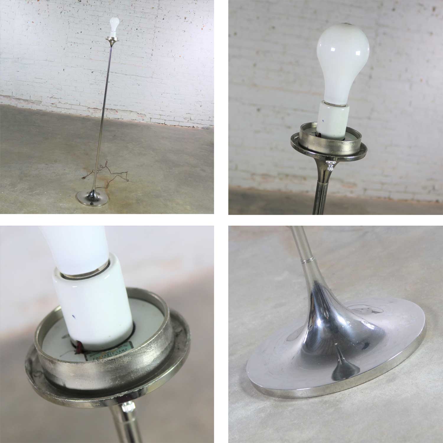 Mid Century Modern Mushroom Floor Lamp in Chrome by The Laurel Lamp Company