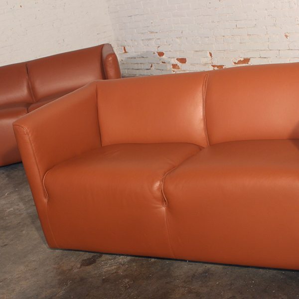 Pair of Metro 600 Inverness Leather Contemporary Loveseats