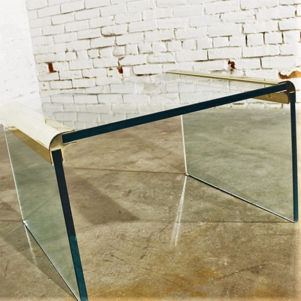 Vintage Brass and Glass Waterfall Side Table by The Pace Collection