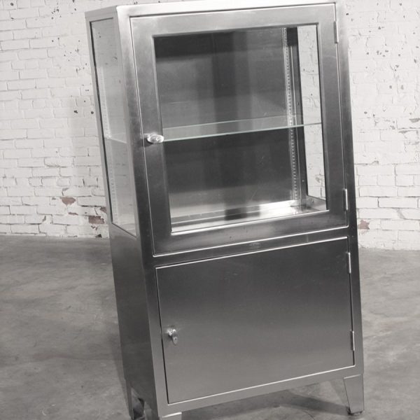 Stainless Steel Lighted Industrial or Medical Display Cabinet