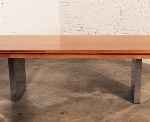 Vintage Mid Century Modern Teak and Stainless Steel Refractory Table