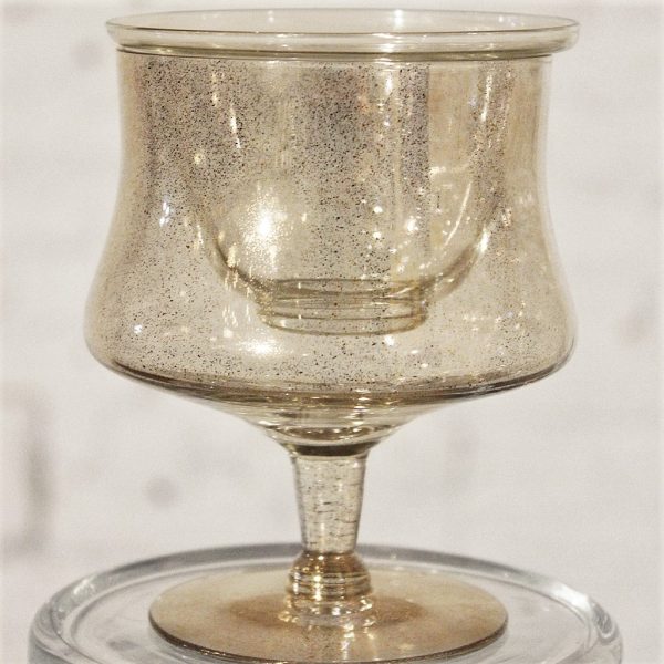 Dorothy C. Thorpe Gold Fleck Shrimp Cocktail Glasses Set of 6 w/ Inserts Mid Century Modern