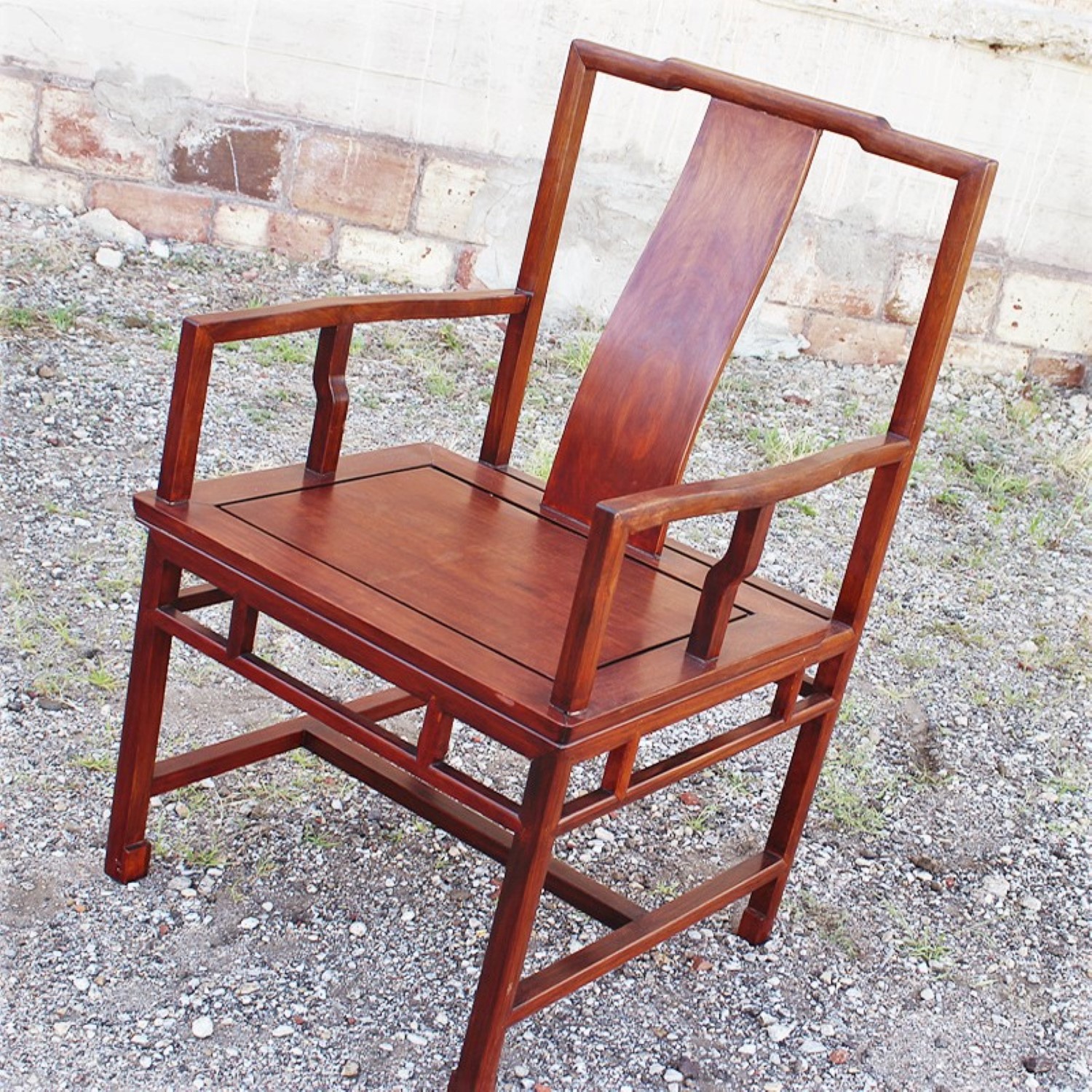 Vintage Asian Solid Rosewood Chair Ming Style with Yoke-back