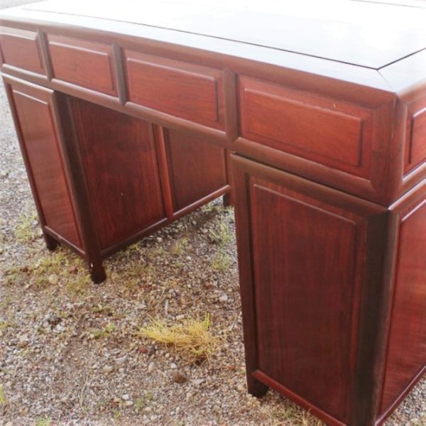 Vintage Asian Solid Rosewood Double Pedestal Desk