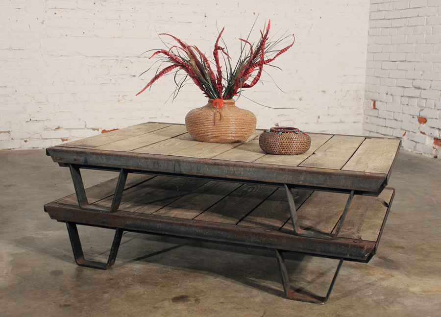 Industrial Wooden Pallets Rustic Iron Frame