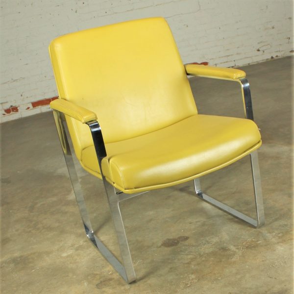 Vintage Mid-Century Modern Chromcraft-style Chrome Flat-Bar Chair