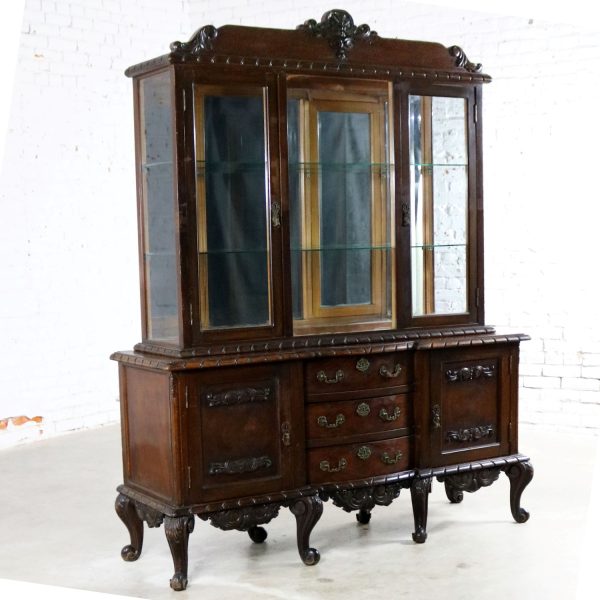 Louis XV Style Two Piece Vitrine or China Cabinet