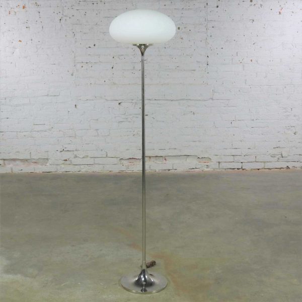 Mid Century Modern Mushroom Floor Lamp in Chrome by The Laurel Lamp Company