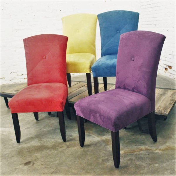 Bold and Bright Ultra Suede Dining Chairs, Set of 4