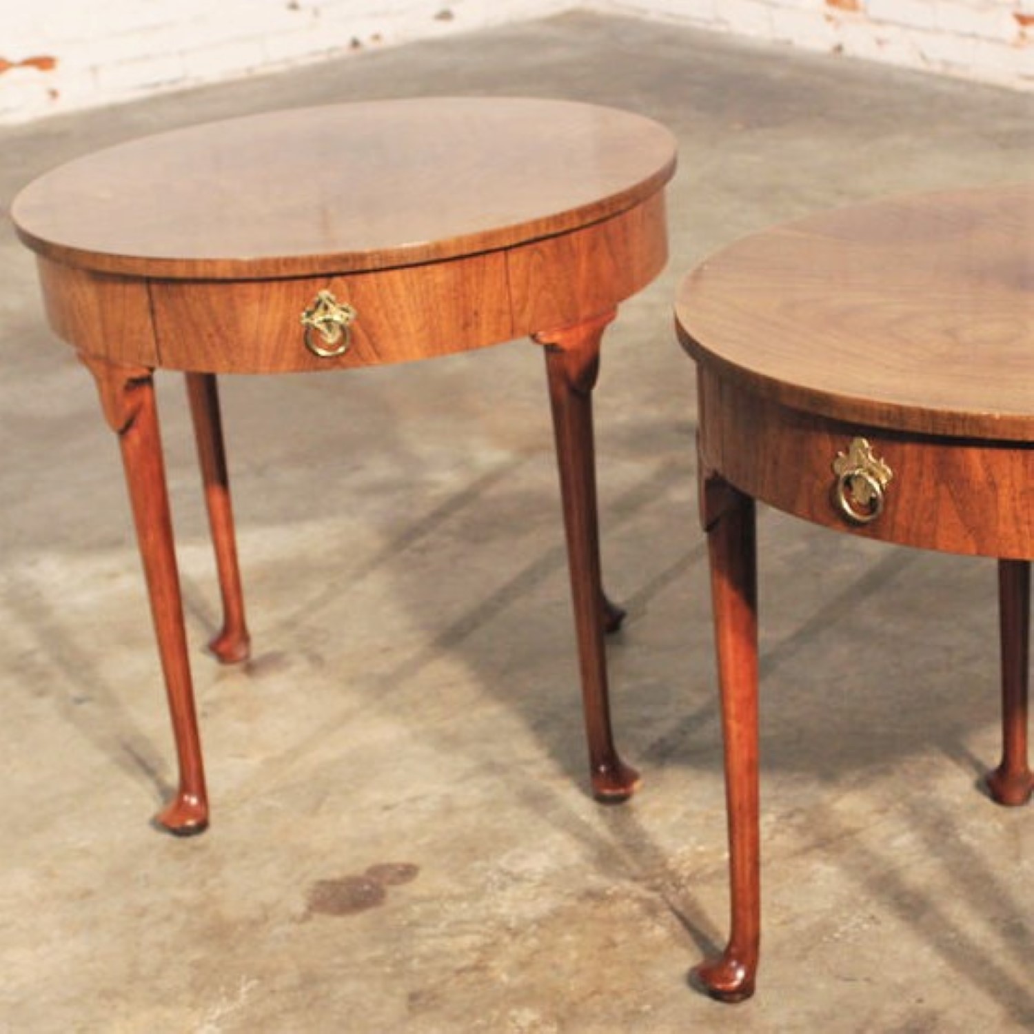 Baker Georgian Style Round End Tables, Vintage Round End Tables