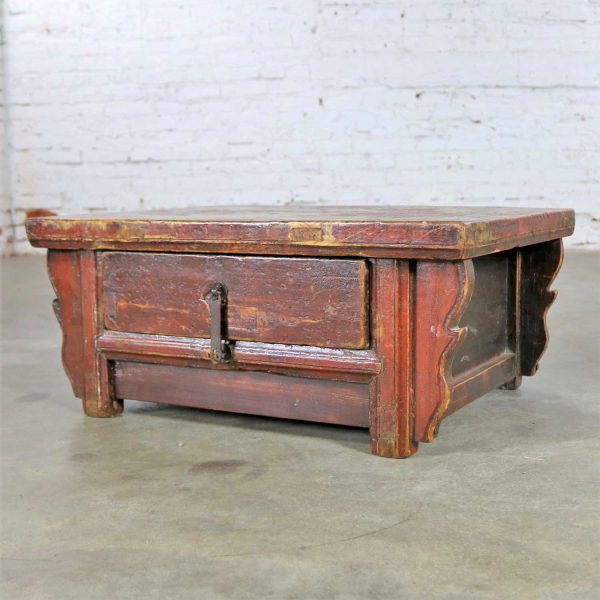 Antique Asian Low Tea or Altar Table with Drawer