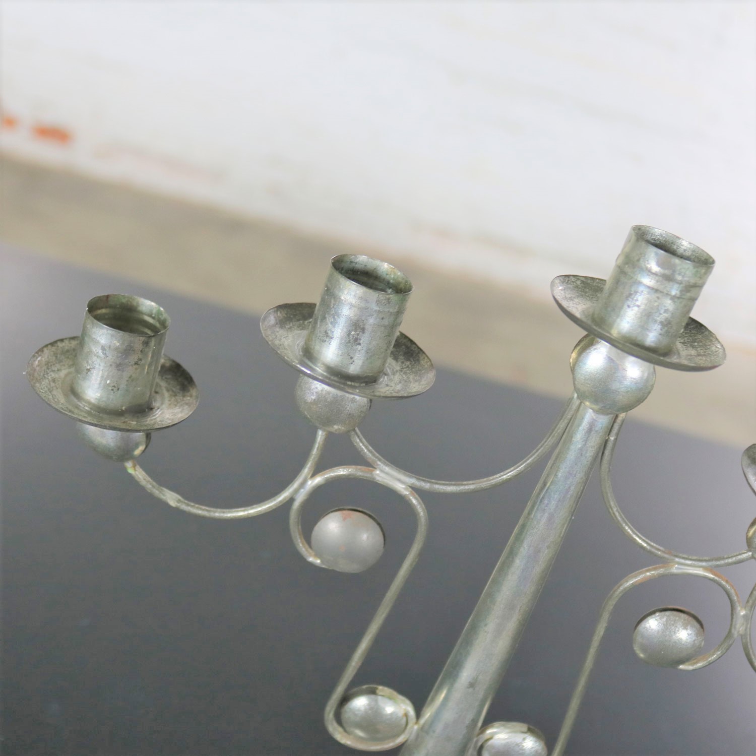 Pair of Punched Tin Candelabra from Mexico in the Style of William Spratling