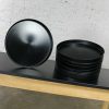 Mid Century Modern Trays Round Black Plastic Splatter Platters by Sabe’s