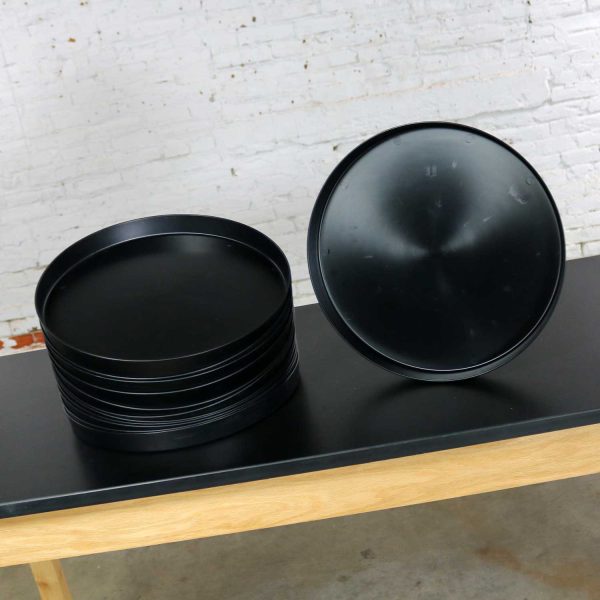 Mid Century Modern Trays Round Black Plastic Splatter Platters by Sabe’s