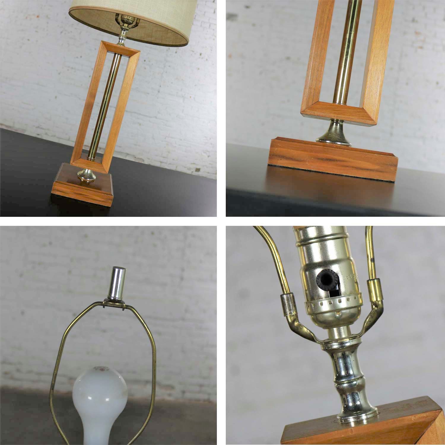 Small Scale Mid Century Modern Walnut and Brass Lamp Style of Laurel Lamp  Mfg. Co.