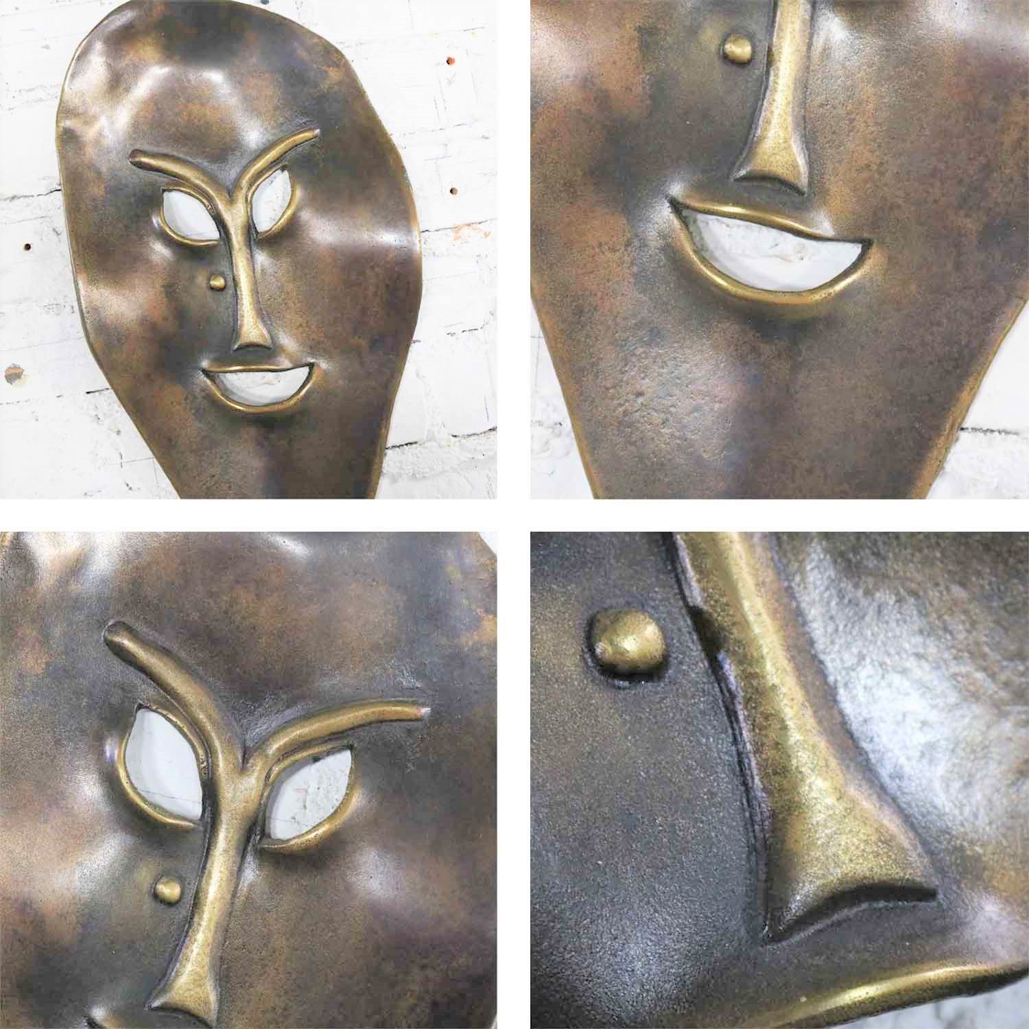 Solid Cast Bronze Contemporary Stylized Mask by Joe Sutcliffe
