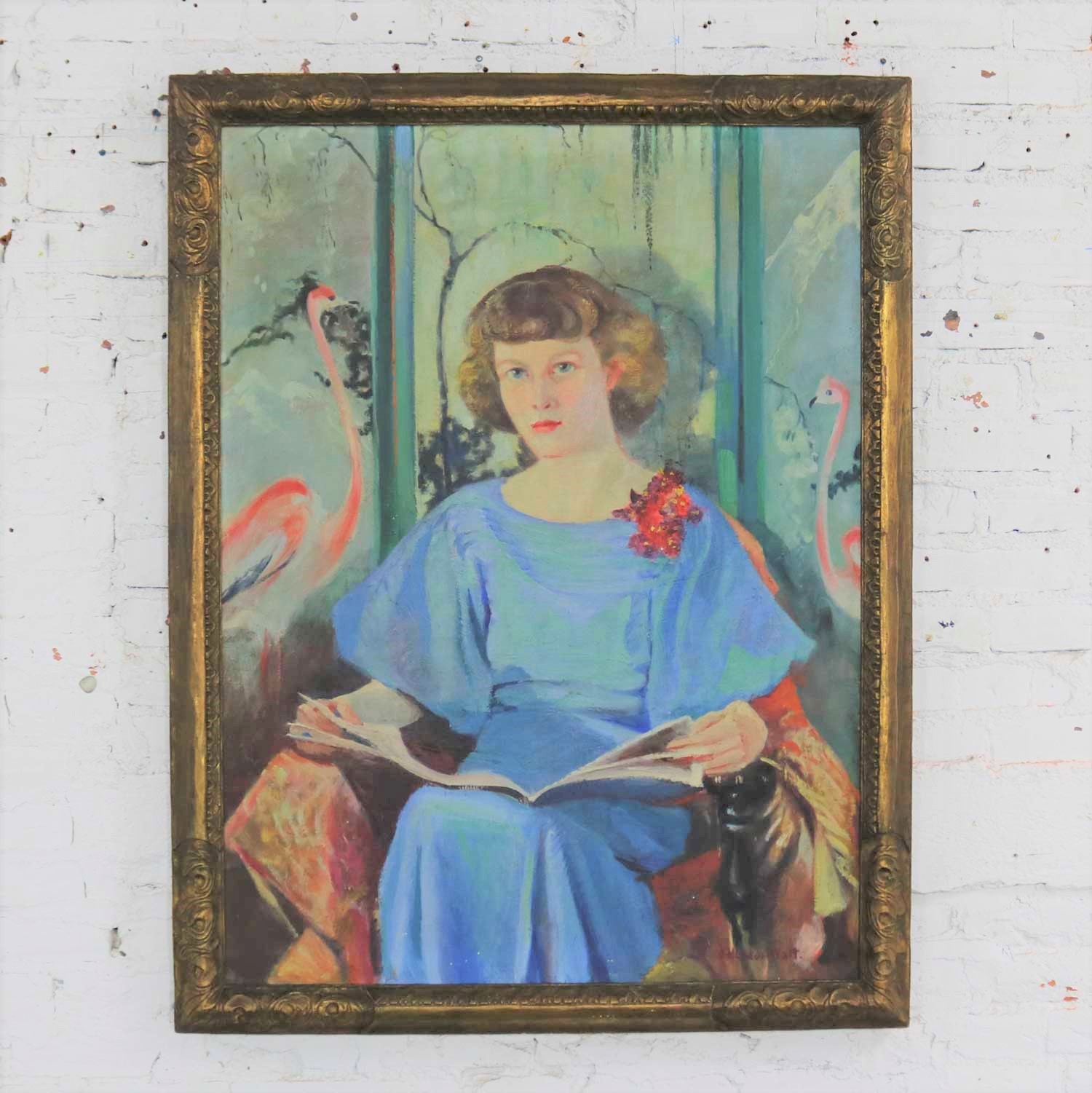 Large Signed Oil Portrait Titled Betsy by Barbara Hunter Watt 1936