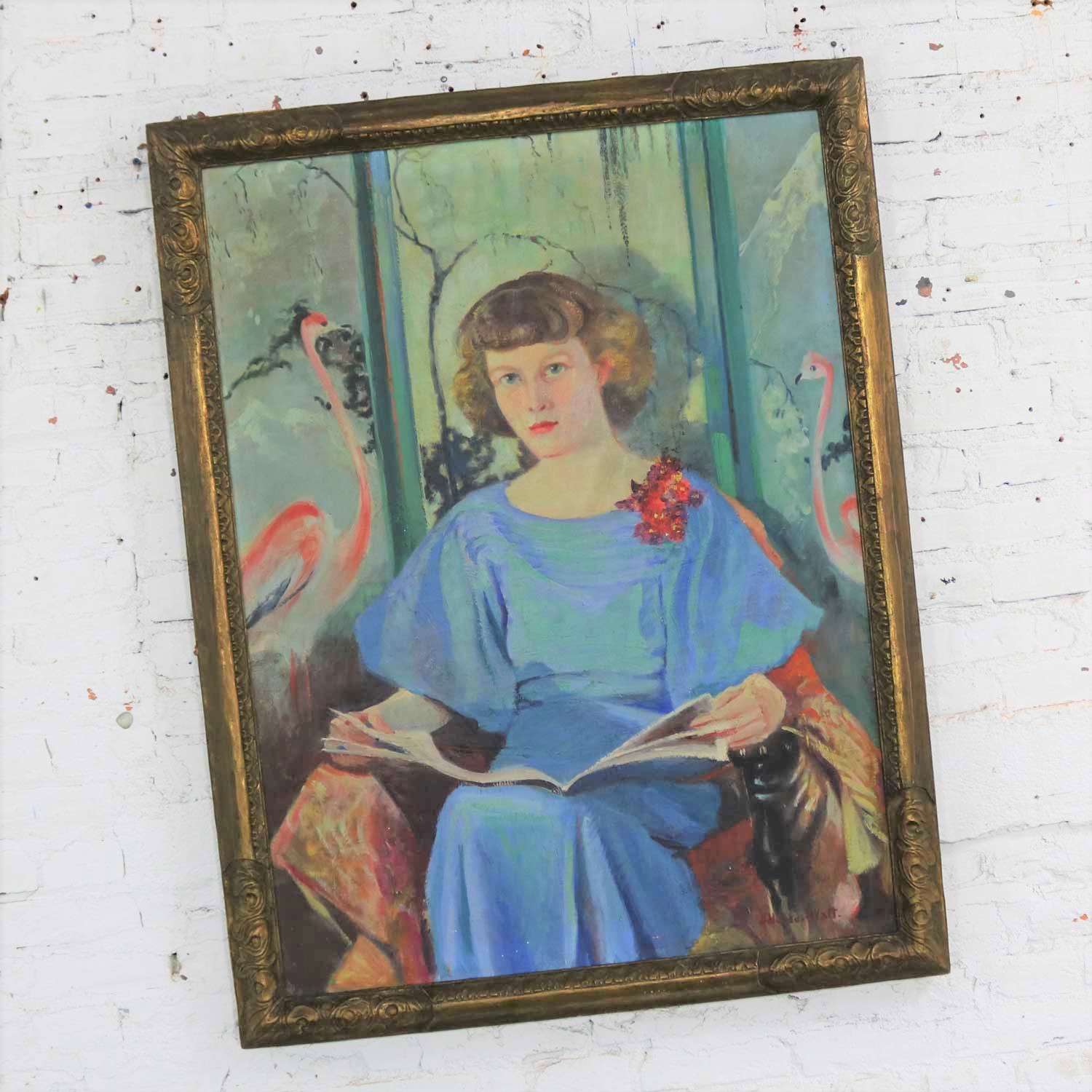 Large Signed Oil Portrait Titled Betsy by Barbara Hunter Watt 1936