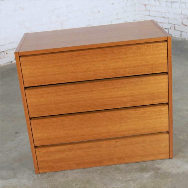 Scandinavian Modern Teak 3 Drawer Small Vintage Chest Marked Made in Denmark