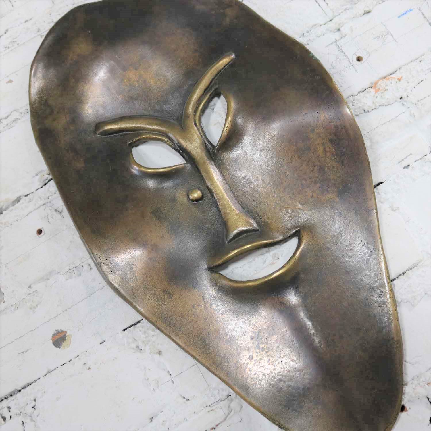 Solid Cast Bronze Contemporary Stylized Mask by Joe Sutcliffe