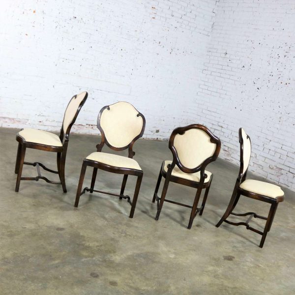 Art Nouveau or Art Deco Shield Back Antique Dining Chairs Set of Four