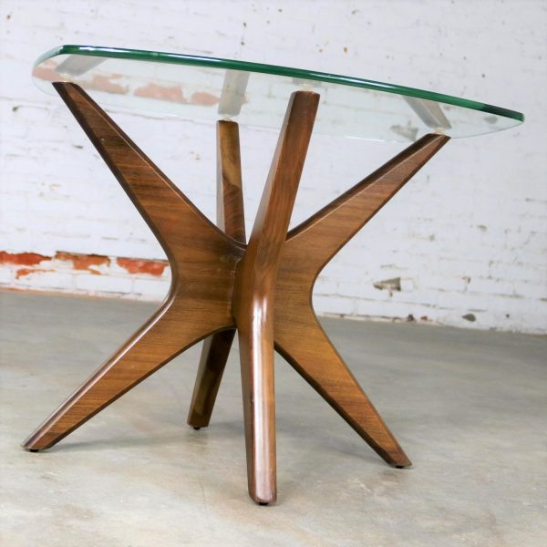 Adrian Pearsall Walnut and Glass Jacks Side Table Mid Century Modern