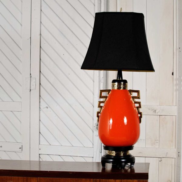 Monumental Hollywood Regency Glazed Ceramic Lamp in the Style of James Mont