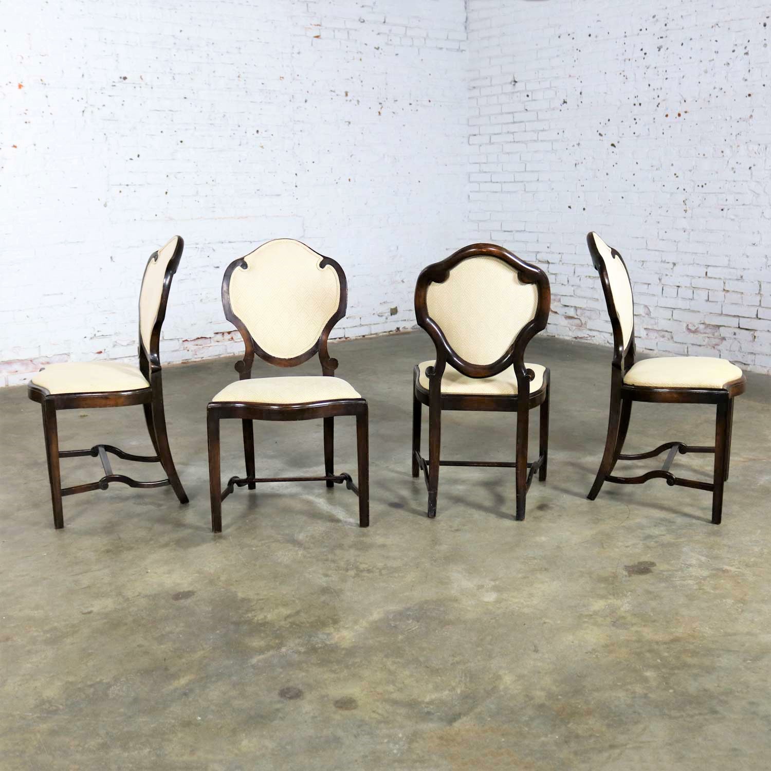 Art Nouveau or Art Deco Shield Back Antique Dining Chairs Set of Four