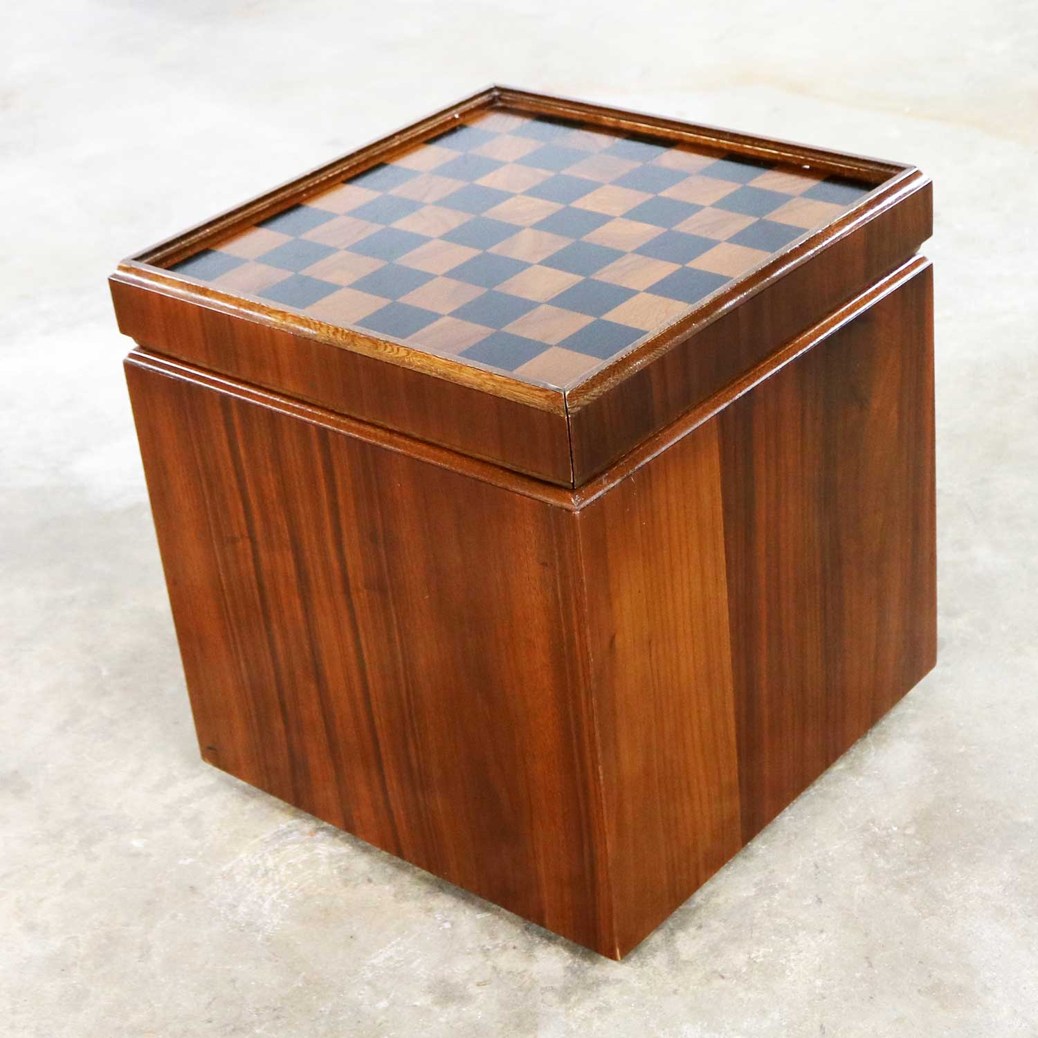 Mid Century Modern Lane Rolling Cube Storage Ottoman with Game Board Flip Table Top