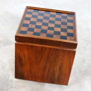 Mid Century Modern Lane Rolling Cube Storage Ottoman with Game Board Flip Table Top