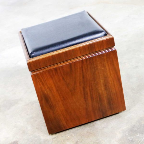 Mid Century Modern Lane Rolling Cube Storage Ottoman with Game Board Flip Table Top