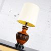 Large Brown and Black Md Century Modern Bulbous Ceramic Lamp