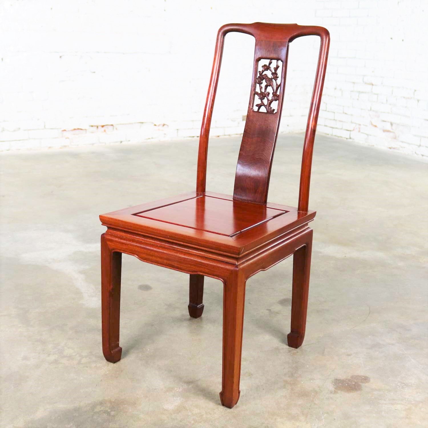 Asian Teak Hand Carved Side Chair in the Style of George Zee