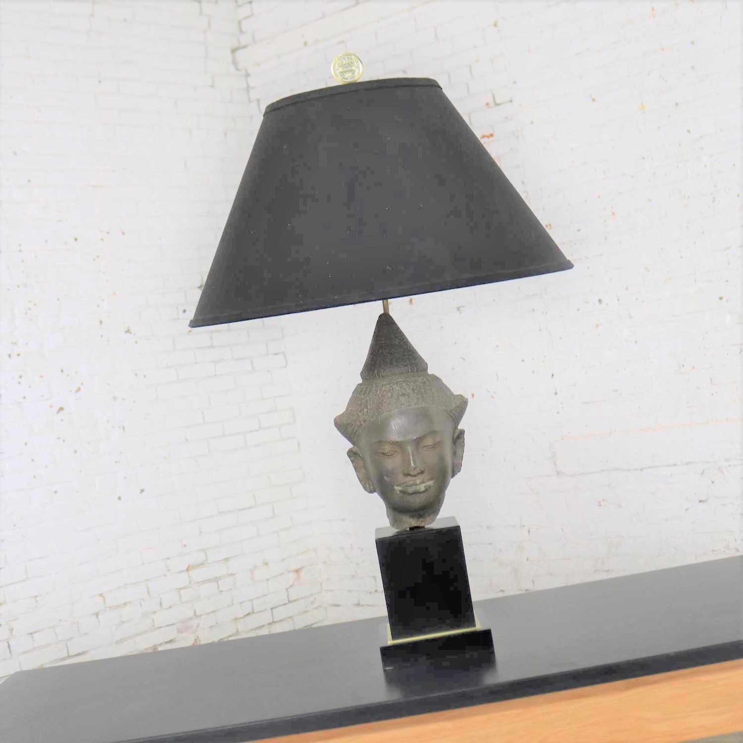 Hollywood Regency Vintage Buddha Head Table Lamp by Paul Hanson