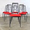 Set 6 Decorables 1967 Selection for Chromcraft Metal Dining Chairs Red and Black