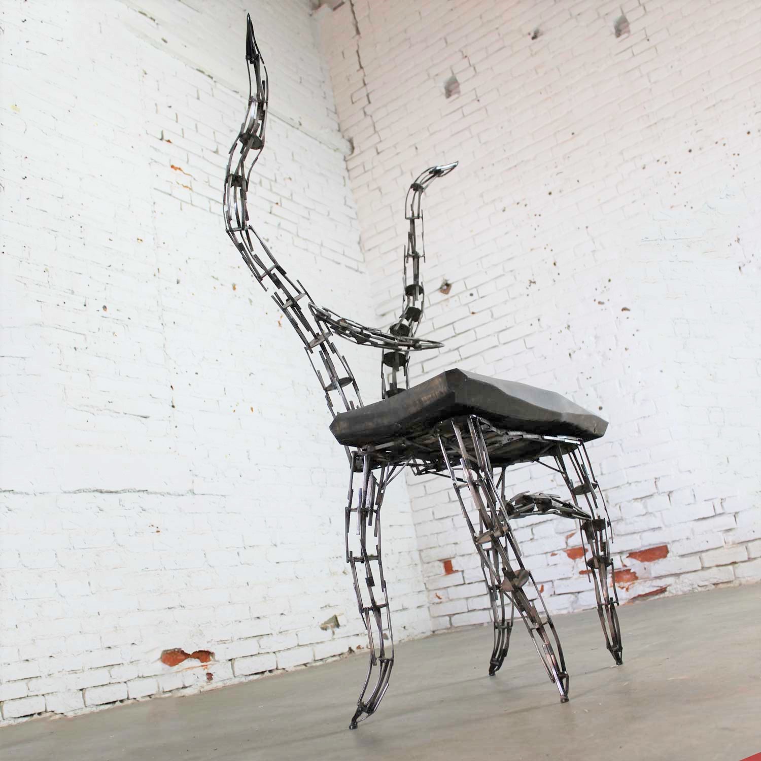 Sculptural Borgantula Reclaimed Metal and Wood Horn Chair by Jason Startup